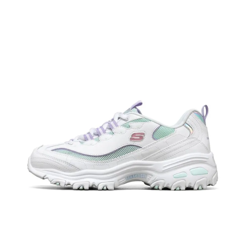 Skechers D'LITES 1.0 Cushioning Abrasion Resistant Breathable Low Top Chunky Sneakers Women's Light Green-0