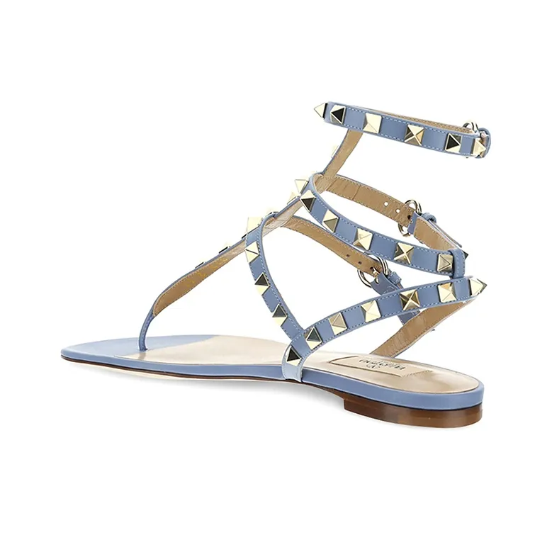 Valentino Rockstud Casual Single Shoes Women's Light Blue-3