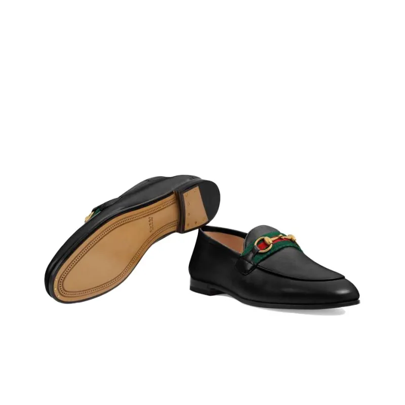 GUCCI Slip On Loafer With Web Black Leather-5