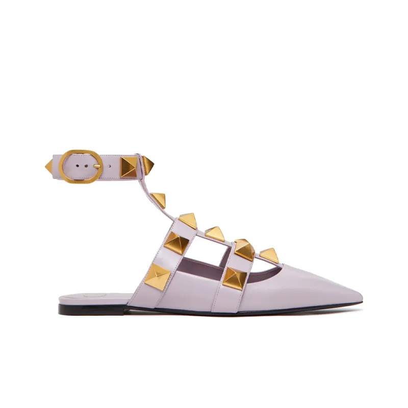 Valentino Roman Stud Garavani Flat Shoes Women's Purple-1
