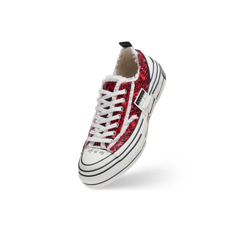 VESSEL G.O.P. Lows Python Pattern Anti Slip Wear Resistant Low Top Canvas Shoes Unisex Red-3