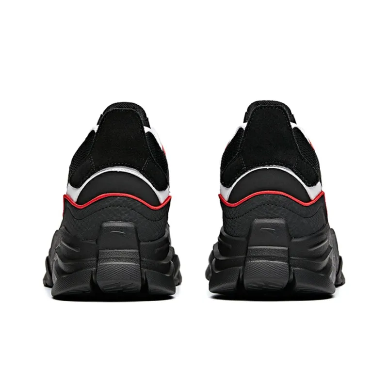 Anta Life Collection Anti Slip Wear Resistant Low Top Chunky Sneakers Men's Black White Red-3