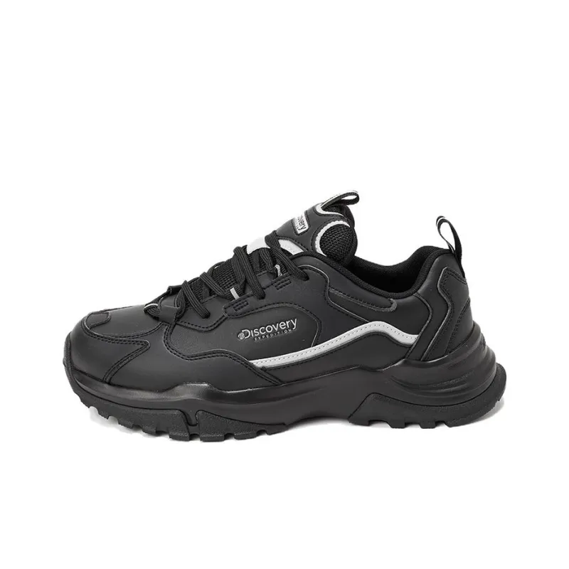Discovery Expedition Cushioning Anti-Slip Wear-Resistant Breathability Low-Top Chunky Sneakers Women's Black-0
