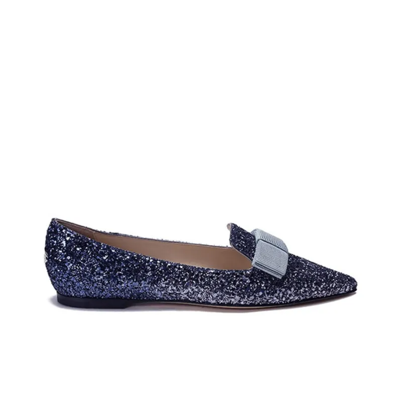Jimmy Choo Gala SS22 Flat Shoes Women's Marine Blue-1