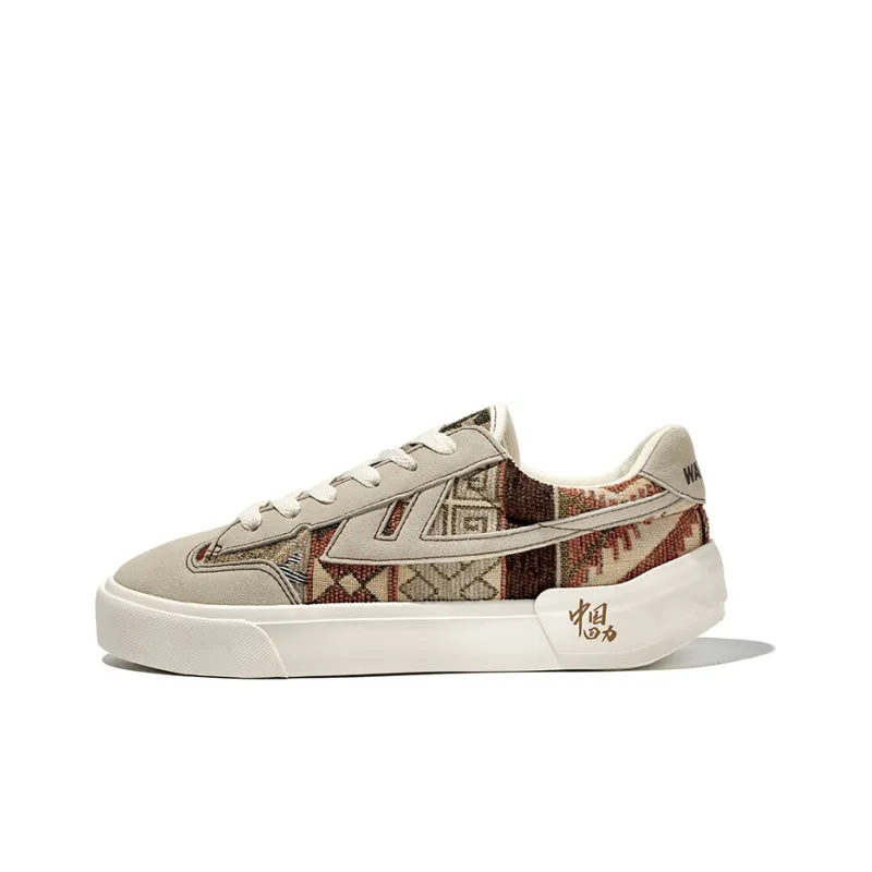 Warrior Sky Power Chinoiserie Collection Chinese Fashion Trend Embroidery Low Top Canvas Shoes Unisex Coffee-0