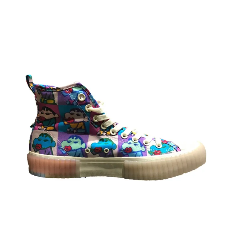 SHINCHAN x Kappa Wear Resistant Breathable Height Increasing High Top Canvas Shoes Unisex Aqua Blue-1