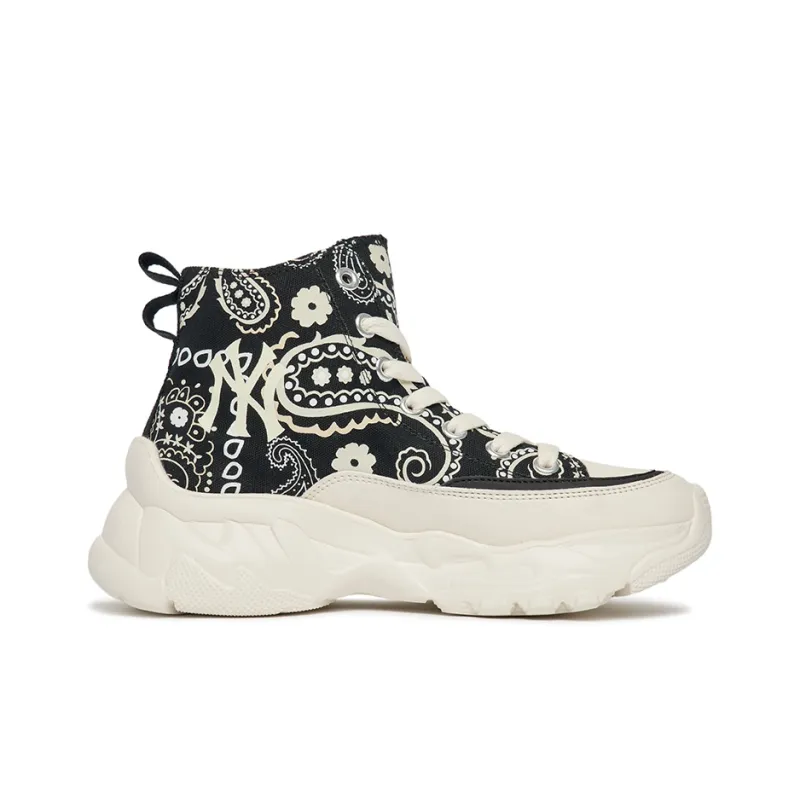 MLB Chunky High Slip Resistant, Abrasion Resistant Cushioning High Top Canvas Shoes Unisex White Black-1