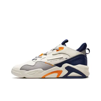 XTEP Wear Resistant Slip Resistant Low Top Chunky Sneakers Men's Beige White Blue
