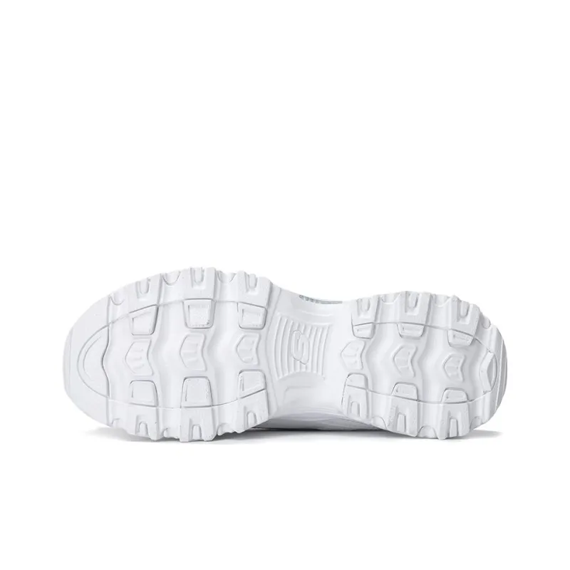Skechers D'LITES 1.0 Cushioning Anti Slip And Wear Resistant Low Top Chunky Sneakers Women's White Silver-4