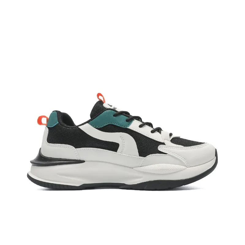 Warrior Lightweight Height Increasing Low-Top Chunky Sneakers Men's Beige Black Green-1