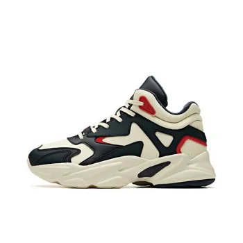 Anta Life Collection Cushioning Anti Slip And Wear Resistant Mid Top Chunky Sneakers Women's White Black Red