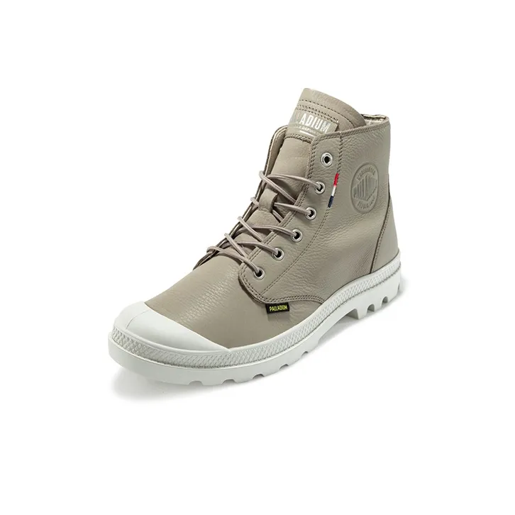 Palladium Pampa Hi Ul Leather II Breathable Wear Resistant Slip Resistant High Top Canvas Shoes Unisex Gray-1