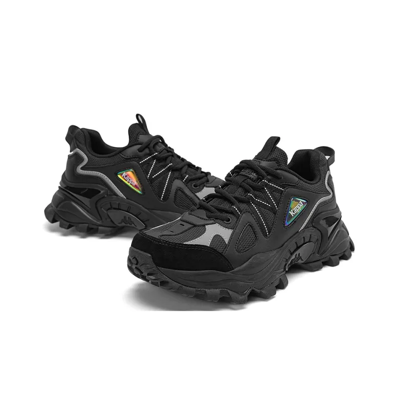 Kappa Cushioning Anti Slip And Wear Resistant Coverage Low Top Chunky Sneakers Unisex Black Gray-3