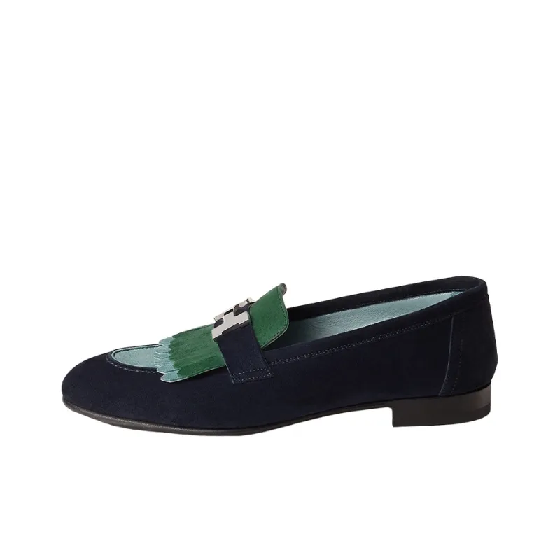 HERMES Royal Loafers Women's Marine Blue-0