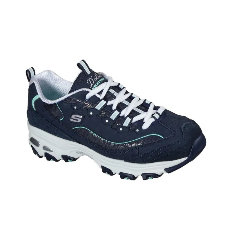 Skechers D'Lites Sparkling Rain Abrasion-Resistant Low-Top Chunky Sneakers Women's Marine Blue-2
