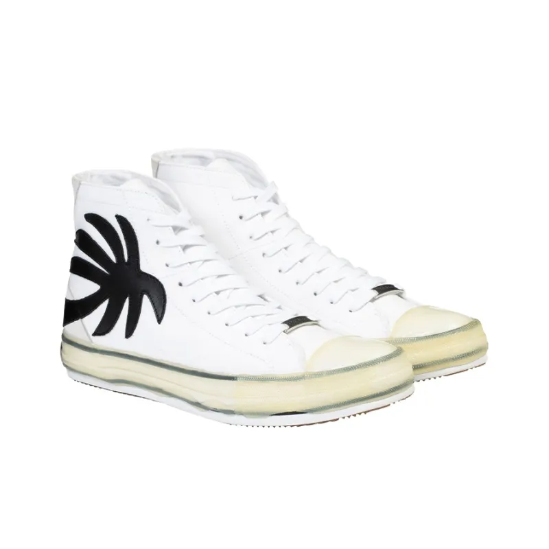 PALM ANGELS Anti Slip Wear Resistant High Top Canvas Shoes Men's White-2