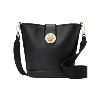 Kate Spade Smooth Cow Leather Bucket Bag, Portable Crossbody Bag, Shoulder Bag Women's Black