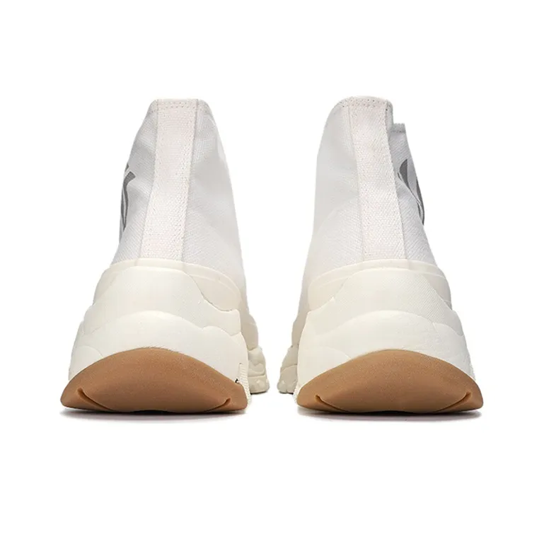 MLB Chunky High Anti Slip Wear Resistant High Top Canvas Shoes Unisex White-4