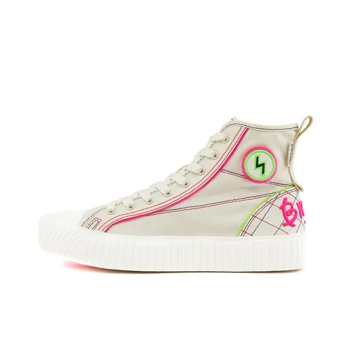 Kappa Player Series Canvas Shoes Women's High-Top Heron Feather White