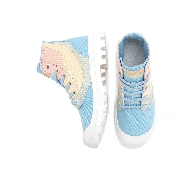 Palladium Pampa Durable Breathable High Top Canvas Shoes Unisex Blue Pink Macaron Color-3
