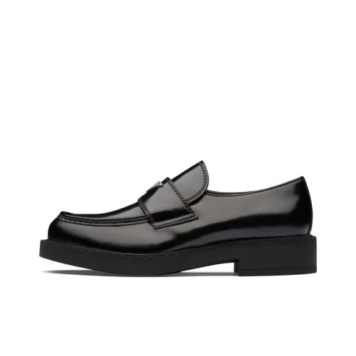 PRADA Chocolate Brushed Leather Loafers