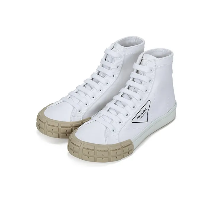 PRADA Canvas Shoes Men High Top White-2