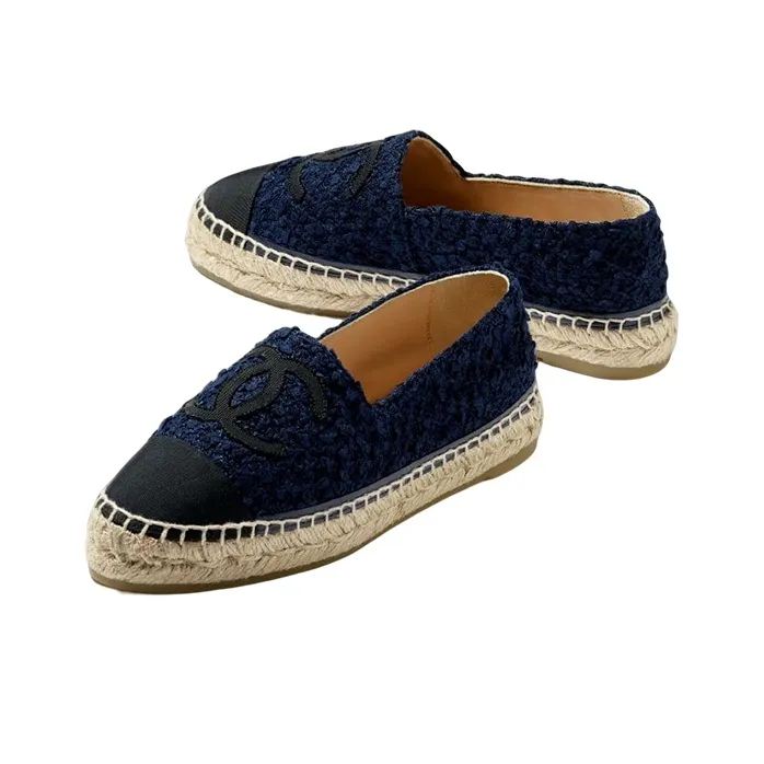 CHANEL Casual Single Shoes Women's Marine Blue-1