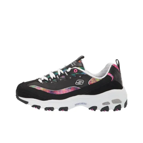 Skechers D'LITES 1.0 Non-slip Wear-resistant Shock Absorption Low-Top Chunky Sneakers Women's Black Pink