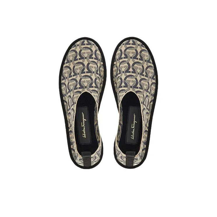 FERRAGAMO Flat Shoes Women's White Black-2