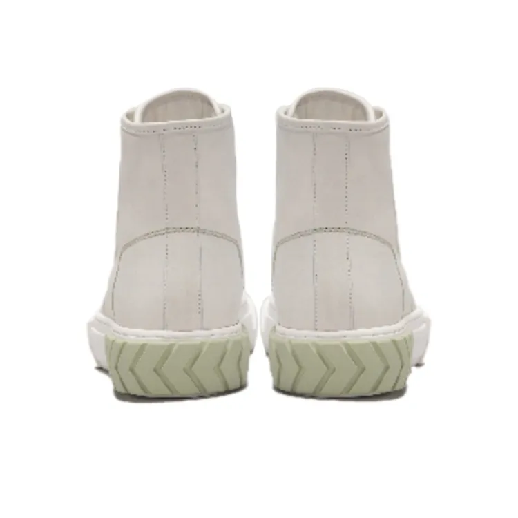 Both Anti Slip Wear Resistant High Top Canvas Shoes Women's White Green-3