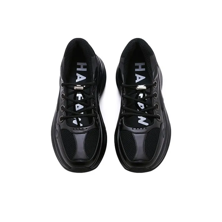 HALF AWAKE Non-slip Wear-resistant Shock Absorption Low-Top Chunky Sneakers Women's Black-3