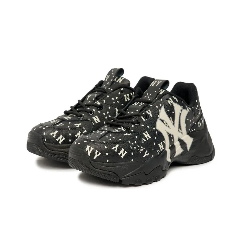 MLB Big Ball Chunky Cushioning Anti Slip And Wear Resistant Low Top Chunky Sneakers Unisex Black White-2