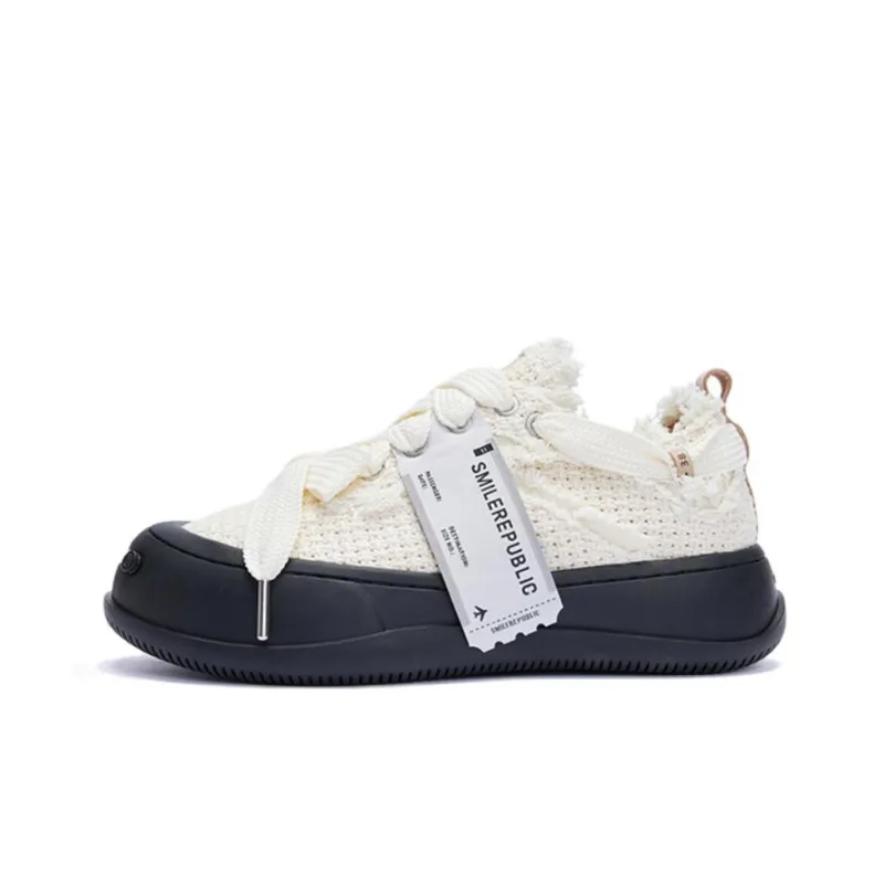 SMILEREPUBLIC Anti-Slip Wear-Resistant Waterproof Breathable Height Increasing Low-Top Canvas Shoes Unisex White-0
