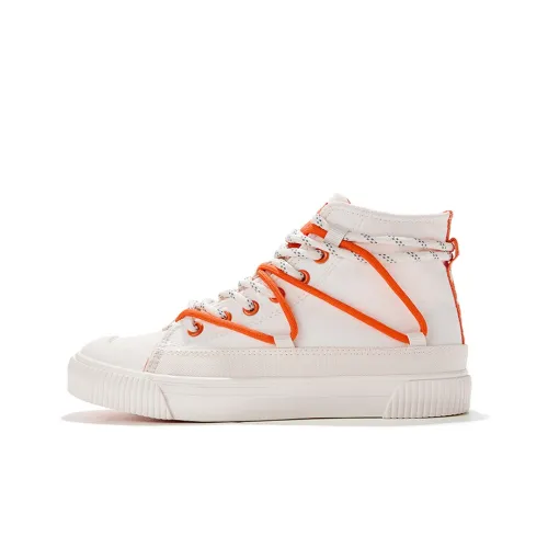 Feiyue Canvas Shoes Unisex High-Top Beige/Orange