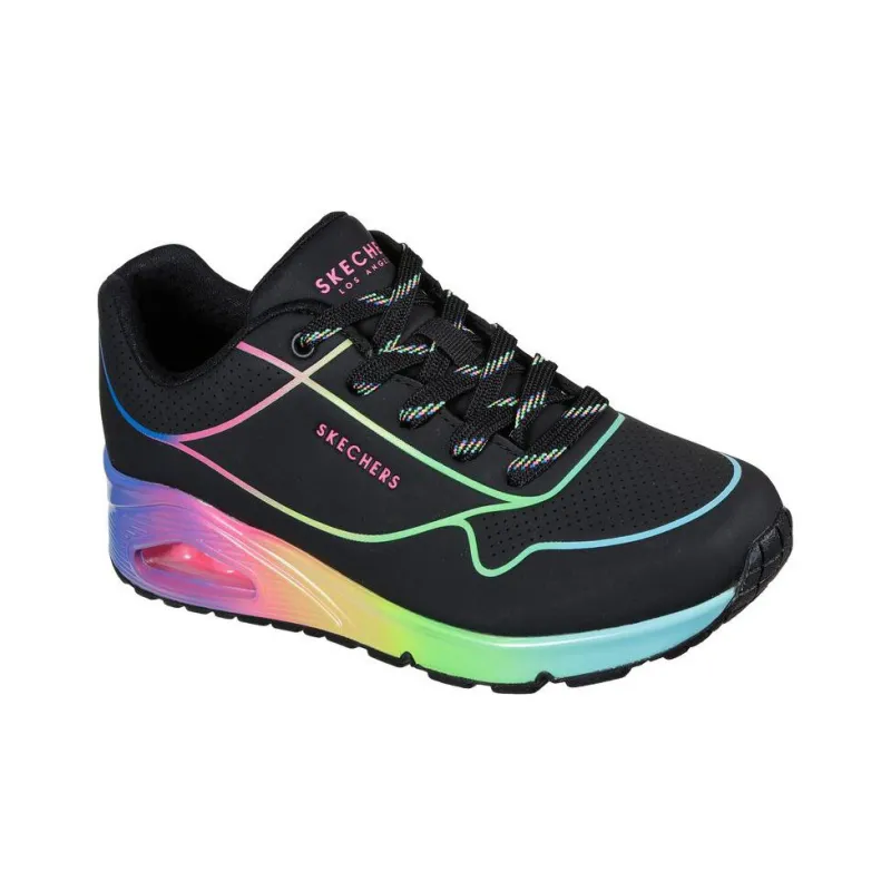 Skechers Uno Pop Of Sunshine Cushioning Anti-Slip And Wear-Resistant Low-Top Chunky Sneakers Women's Black-2