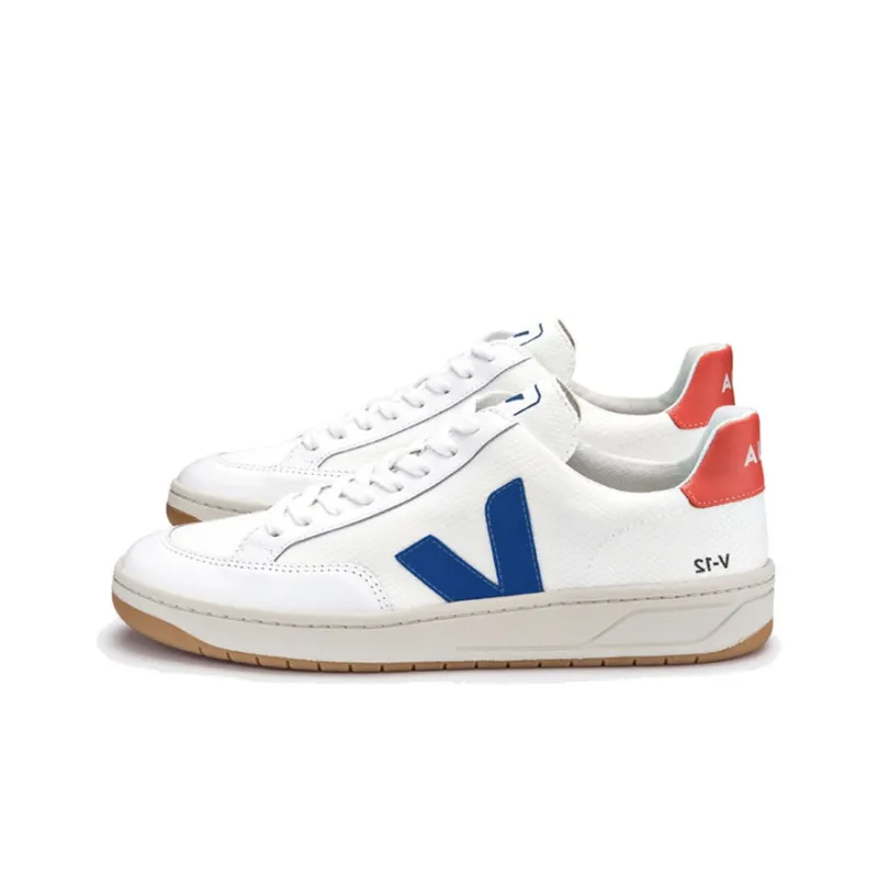 VEJA V 12 Canvas Shoes Unisex Blue Red-2