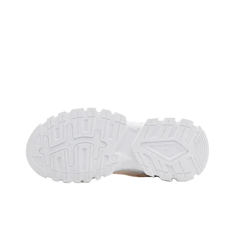 Warrior Cushioned Anti Slip Wear Resistant Breathable Lightweight Low Top Chunky Sneakers Women's White Blue-3