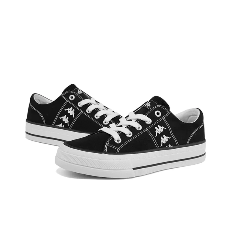 Kappa Anti Slip Wear Resistant Low Top Canvas Shoes Unisex Black White-3