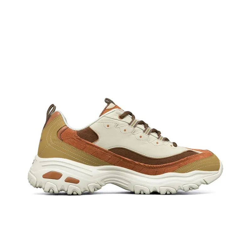 Skechers D'LITES 1.0 Cushioning, Wear Resistant Low Top Chunky Sneakers Men's White Brown-1