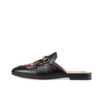 GUCCI Princetown Leather Slipper With Angry Cat Women's Casual Shoes Women's Black