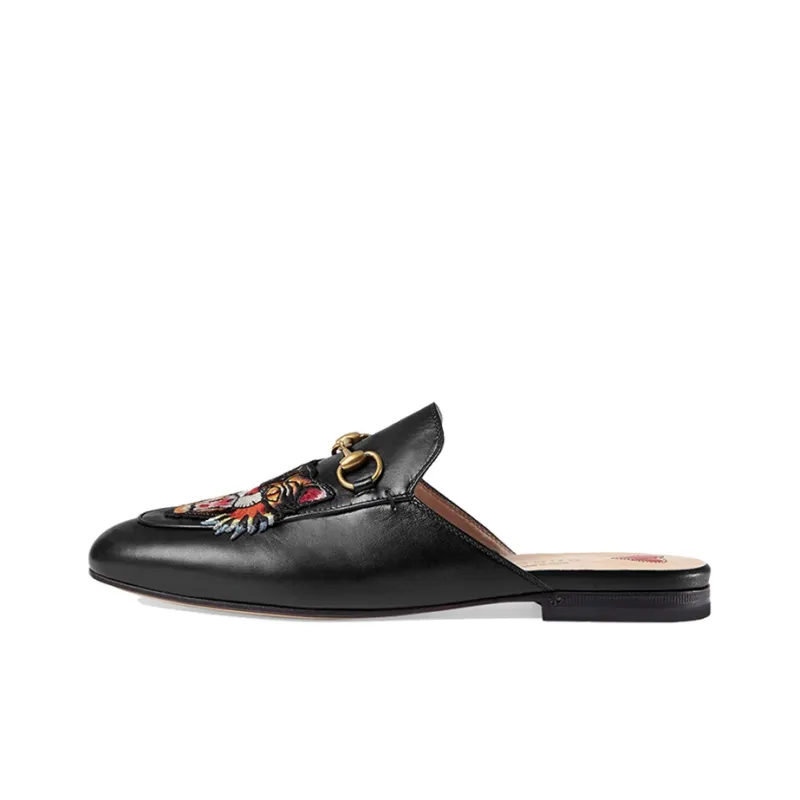 GUCCI Princetown Leather Slipper With Angry Cat Women's Casual Shoes Women's Black-0
