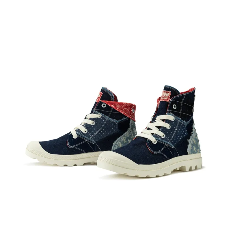 Palladium Pampa Street Dance Collection Anti Slip And Wear Resistant Breathable High Top Canvas Shoes Unisex Dark Blue-2