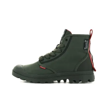 Palladium Pampa Dare 2 Survive Anti-Slip Wear-Resistant High-Top Canvas Shoes Unisex Army Green