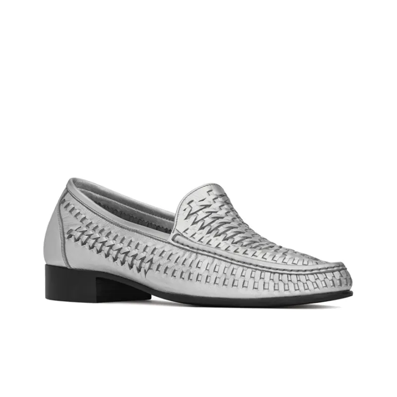 SAINT LAURENT Swann Men's Casual Shoes Men Low Top Silver Gray-2