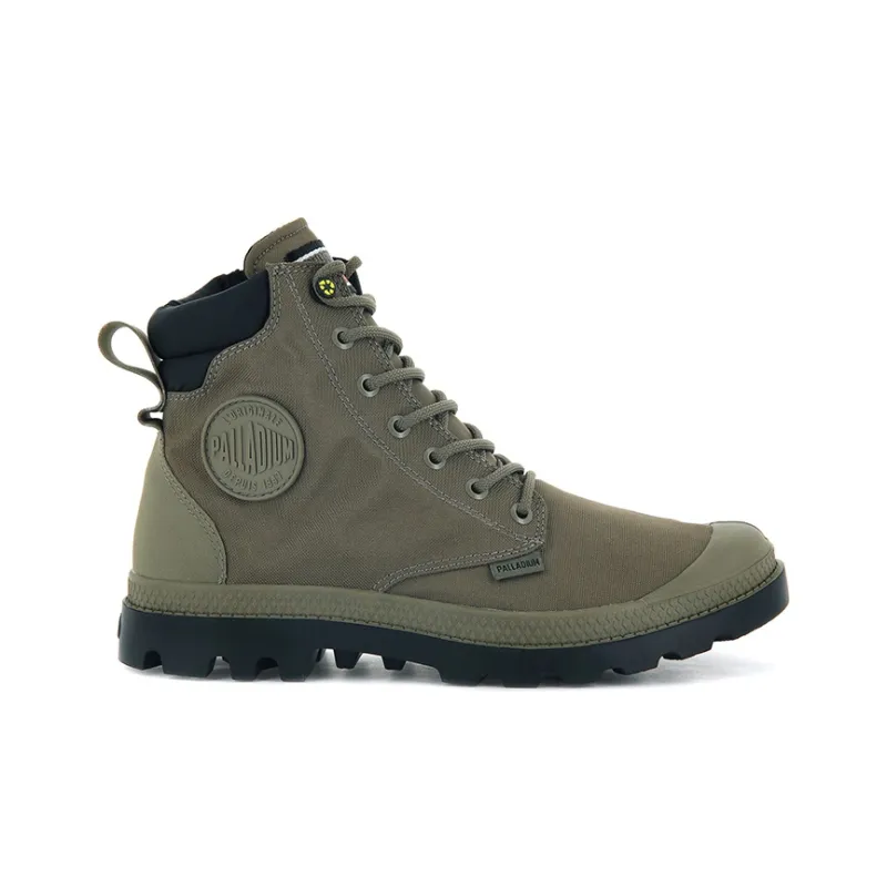 Palladium Pampa Sc Recycle WP+N Anti-Slip And Wear-Resistant Breathable High-Top Canvas Shoes Unisex Dark Green-1