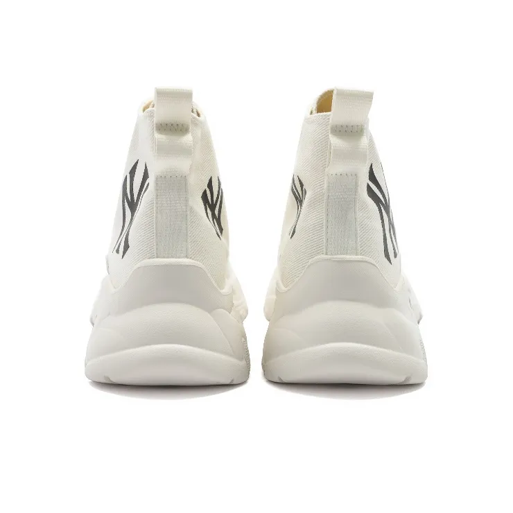 MLB Chunky High New York Yankees Wear Resistant Height Increasing High Top Canvas Shoes Unisex White-3
