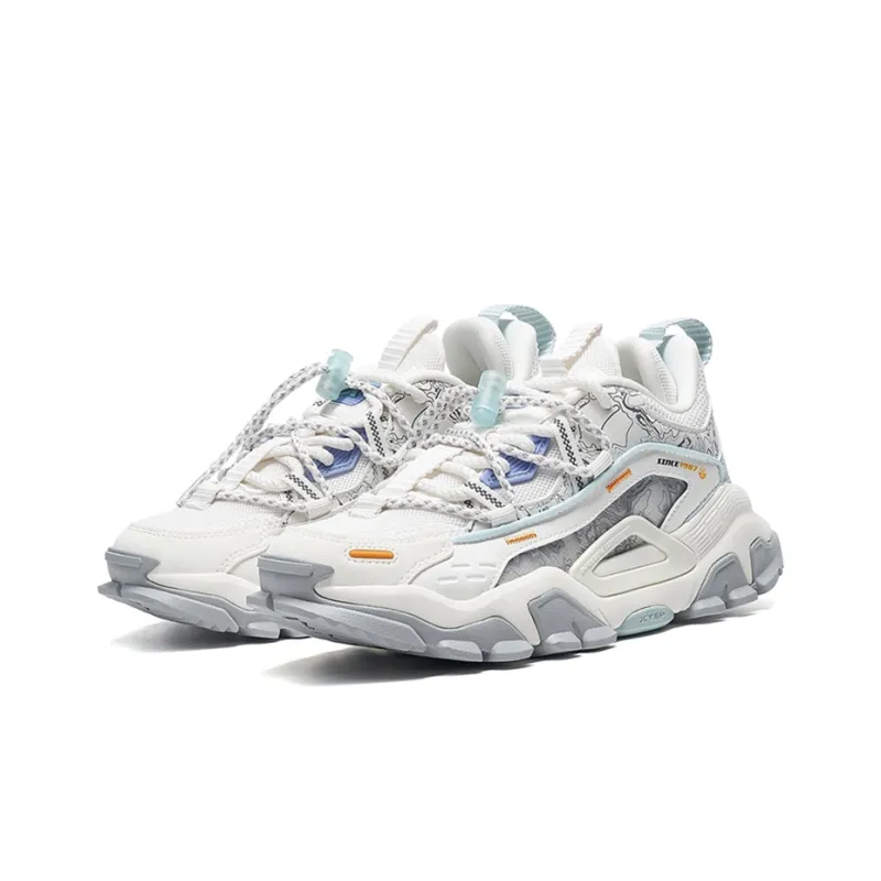 XTEP Shanhai Collection Low Top Chunky Sneakers Women's White Green-1