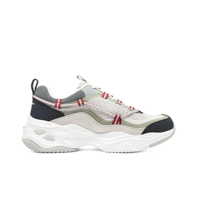 Skechers D'Lites 4.0 Chunky Sneakers Men Low Top Gray/Marine Blue/Red-1