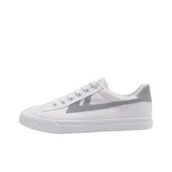 Warrior Breathable Low Top Canvas Shoes Unisex White Gray