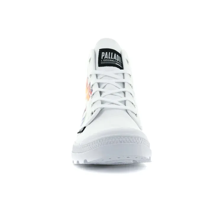 Palladium Pampa Hi Pride Anti-Slip And Wear-Resistant Breathable High-Top Canvas Shoes Unisex White-3